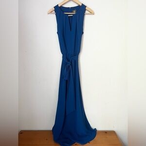 Vince Camuto Blue Women's Size 6 Belted Keyhole Maxi Dress